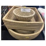 (5) Contemporary Rye Straw Woven Baskets
