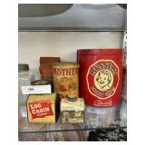 Vintage Advertising Tins With Coffee Bag