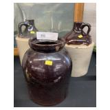(2) Stoneware Jugs with Storage Crock