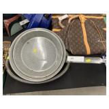 Gray Agateware Pans and Frying Pan