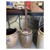 Brown Pottery Stoneware Churn