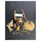 Composition Figurines, Miniature Saws, Flax