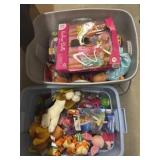 (2) Storage Totes/Lids, Dolls and Accessories