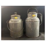 (2) Gray Agate Cream Pails