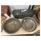 Gray Agate Roaster with Bowls