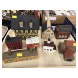 Wood Crafted Still Bank and Miniature Houses