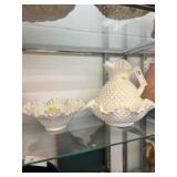 (3) Pieces of Hobnail Milk Glass