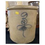 Blue Slip Decorated Storage Crock