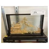 Oriental Framed Cork Art