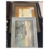 Framed Watercolors with Oil On Board