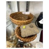 (3) Rye Straw Woven Bowls