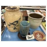 Stoneware Pitcher, Soap Dispenser, Bowl
