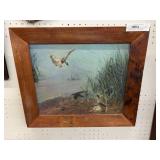 Framed Unsigned Oil On Canvas of Ducks