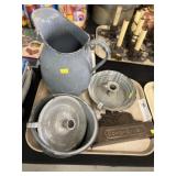 Gray Agateware Candleholders, Pitcher, etc.