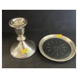 Sterling Weighted Candlestick with Banded Plate