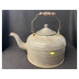 Gray Agateware Teapot