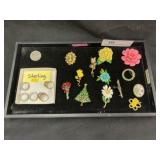 Sterling Silver Rings and Costume Jewelry Pins