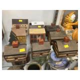 Contemporary Folk Art Wooden Houses, Trinket Boxes