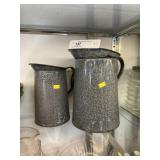 (2) Gray Agate Pitchers