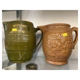 (2) Stoneware Pitchers