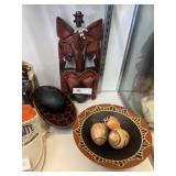 Tribal Carved Mask with Bowls