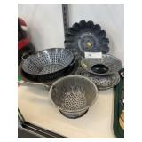 Gray Agate Strainers, Spittoon and Pans