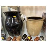 Stoneware Pitcher and Handled Crock
