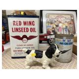 Oil Cans and Cast Metal Dog