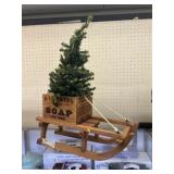 Decorative Sled with Lighted Artificial Tree