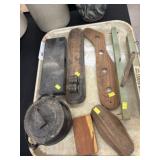 Vintage Kitchenwares with Small Cast Metal Kettle