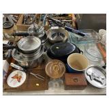 Cookware, Baking Dishes, Silverplate Items, etc.