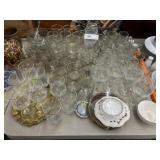 Holly Pattern Glass Tumblers, Stemware and Plates
