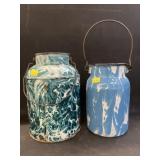 (2) Agateware Cream Pails