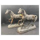 (2) Bronze Plated Horses