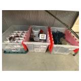 (3) Plastic Totes/Lids w/ Christmas Lights &
