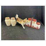Milk Glass Shakers with Cow Creamer