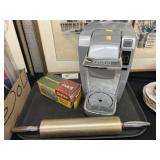 Keurig Coffee Maker, Tape Dispenser, Rolling Pin