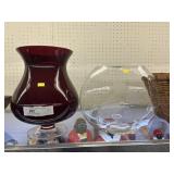 Ruby and Etched Glass Vases