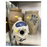 Slip Decorated  Storage Crocks with Bird House