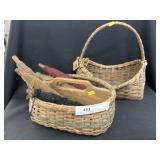 (2) Folk Art Woven Baskets