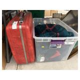 Vtg. Suitcase, Table Covers, Framed Goods, etc.