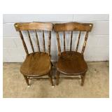 2 Various Plank Seat Side Chairs
