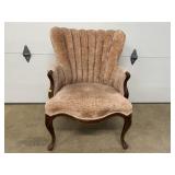 Upholstered Armchair w/ Mahogany Frame