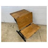 Vintage School Desk with Iron Frame