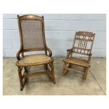 2 Various Cane Seat Rocking Chairs