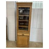 Oak Modern Tall Cabinet w/ Upper Glass Door