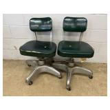 Pair of Vintage Metal/Vinyl Rolling Office Chairs