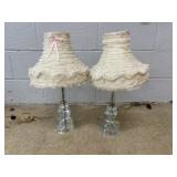Pair of Glass Boudoir Table Lamps