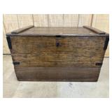 Vintage Wooden Storage Box w/ Iron Handles