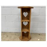 Pine VHS Stand with Heart Cut-Outs